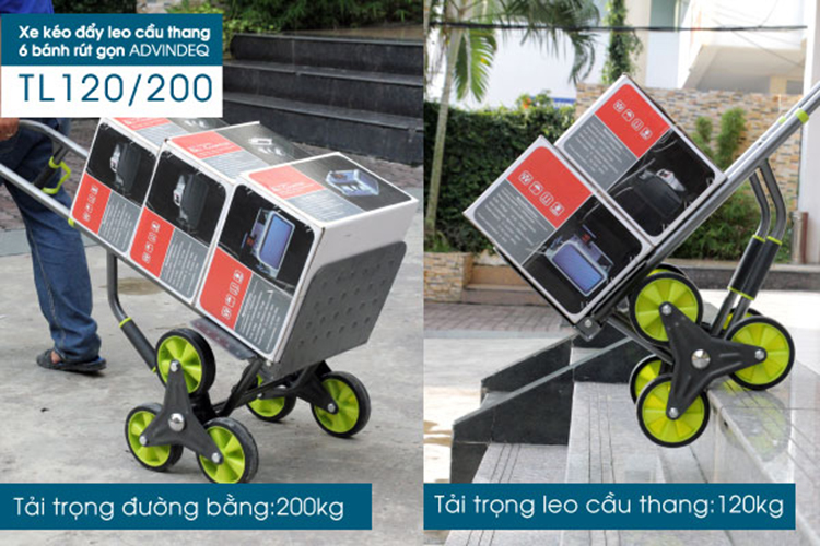 Xe Kéo Đẩy Leo Cầu Thang 6 Bánh Rút Gọn ADVINDEQ TL-120/200 (120kg)