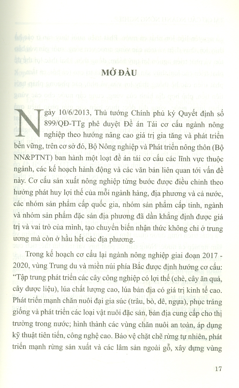 Tái Cơ Cấu Ngành Nông Nghiệp Gắn Với Bảo Vệ Môi Trường Vùng Trung Du Và Miền Núi Phía Bắc (Sách chuyên khảo)