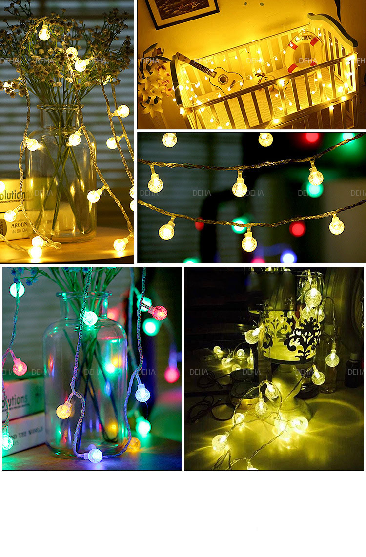 [Cắm điện] Dây đèn led bóng tròn bọt bi pha lê độc đáo trang trí cắm điện 220V màu vàng nắng, nhiều màu, đèn bọt biển cao cấp, phụ kiện decor phòng, quấn cây tinh tế