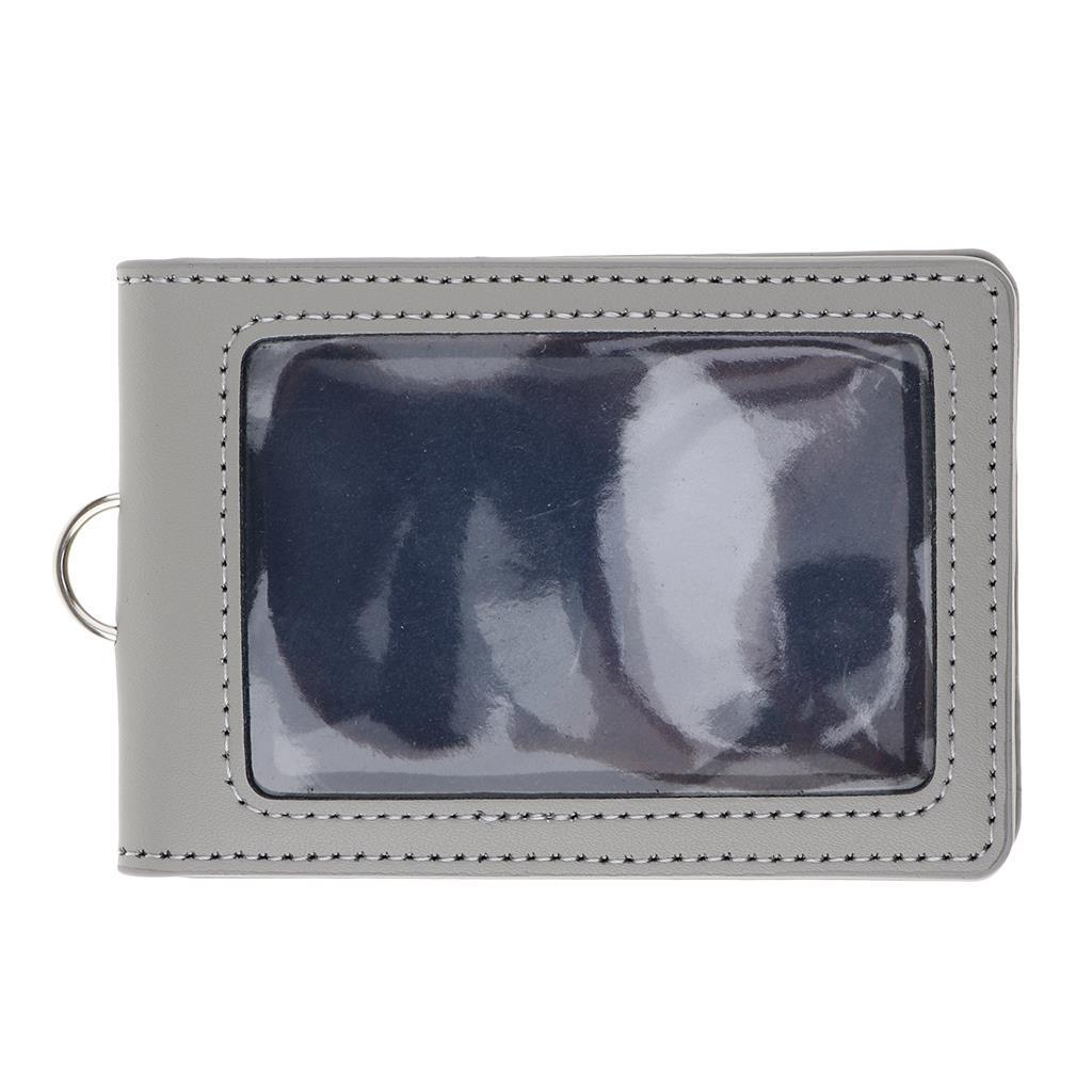 PU leather double cards vertical style  badge holder light gray