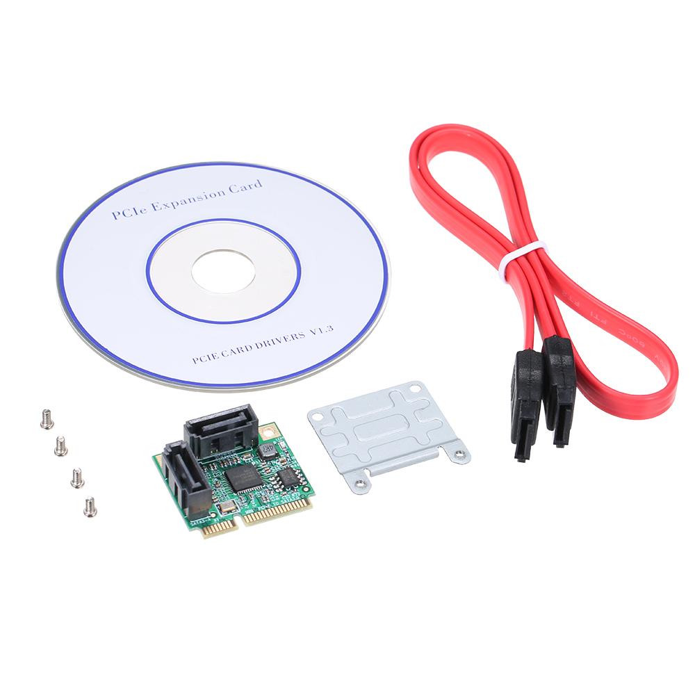 Mini PCI-E to 2 Ports SATA3 Adapter Card SATA3.0 Expansion Card Mini Size High Speed Transmission Wide Compatibility