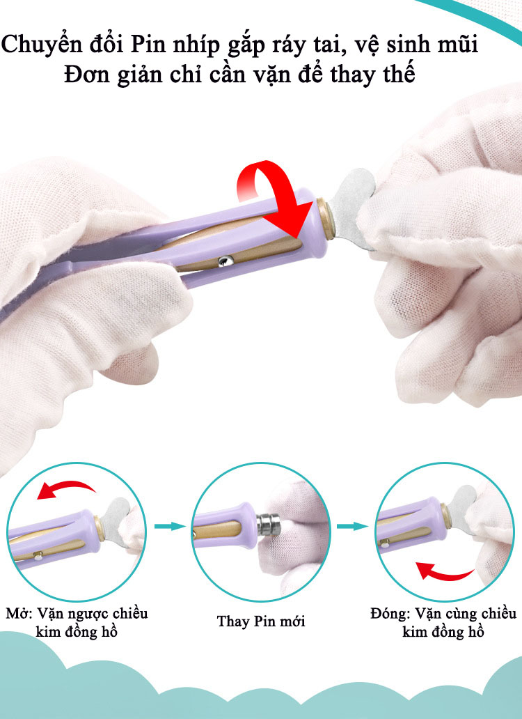 Bộ Lấy Ráy Tai Chăm Sóc Cá Nhân 3 Món KUNBE Có Đèn LED, Sử Dụng Tiện Lợi, An Toàn Cho Bé Và Gia Đình