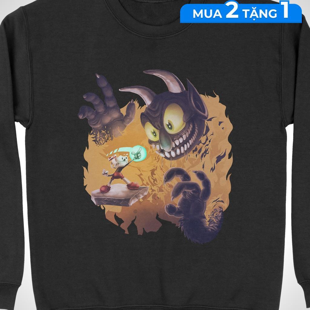 Áo Sweater Cuphead Unisex THE NEXT LEVEL, Cotton 100% 4 màu nam nữ - SW0080