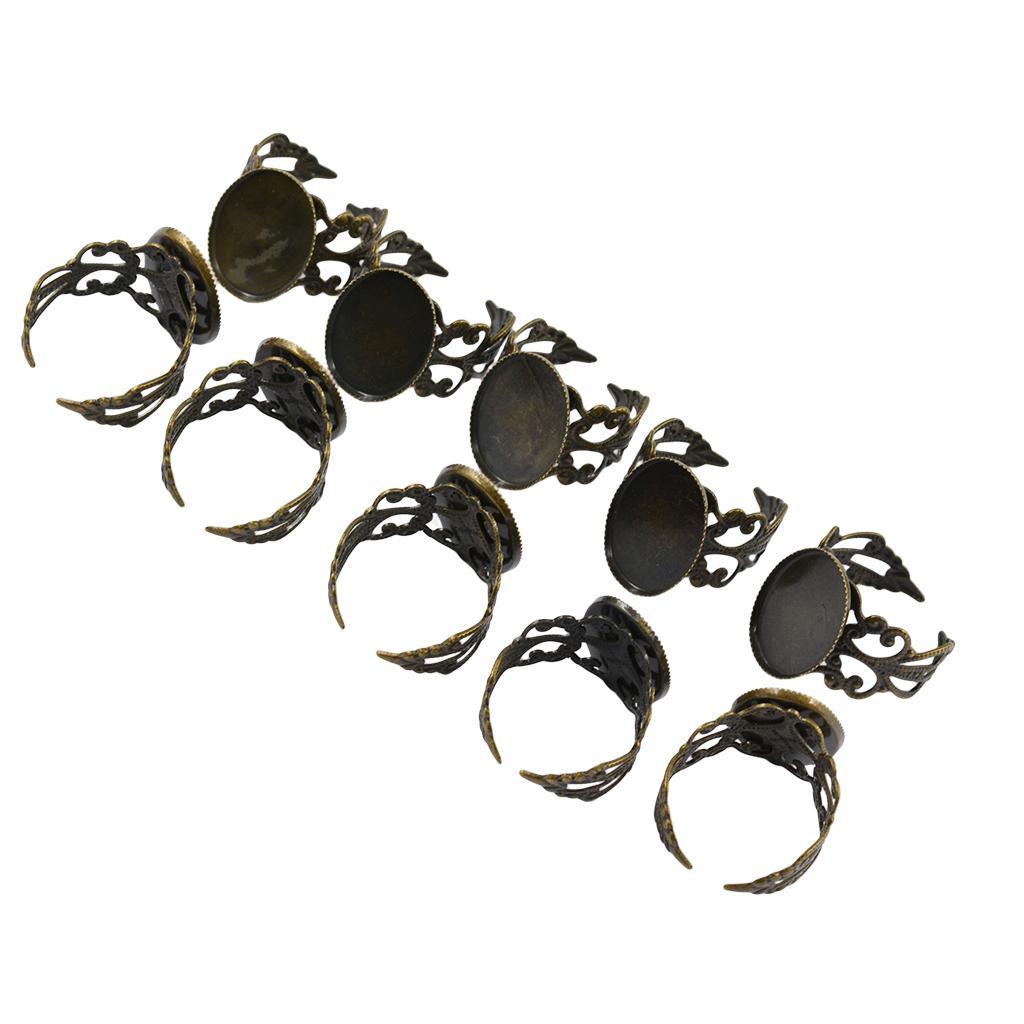 Adjustable Brass Blank Bezel Filigree Flower  DIY Making