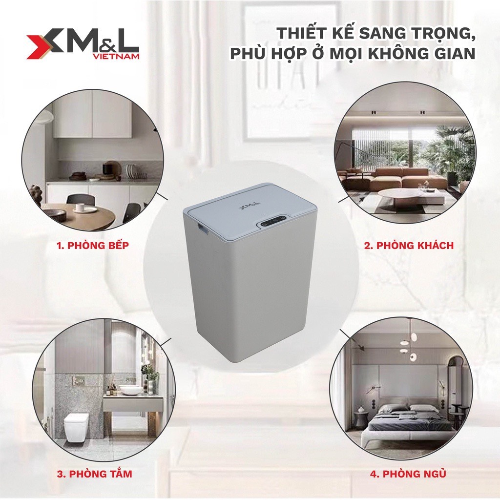 Thùng rác thông minh cảm ứng tự động M&L-FH-2 phong cách Hàn Quốc