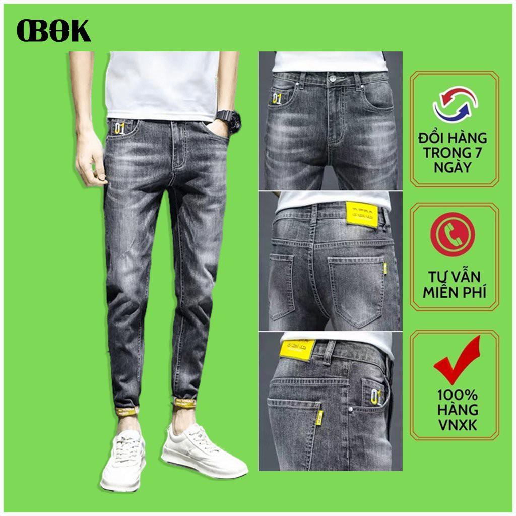 Quần Jean Nam Ống Suông, Quần Bò Nam Cạp Chun Co Giãn Mẫu Mới 2021 OBOK Fashion QJN3345