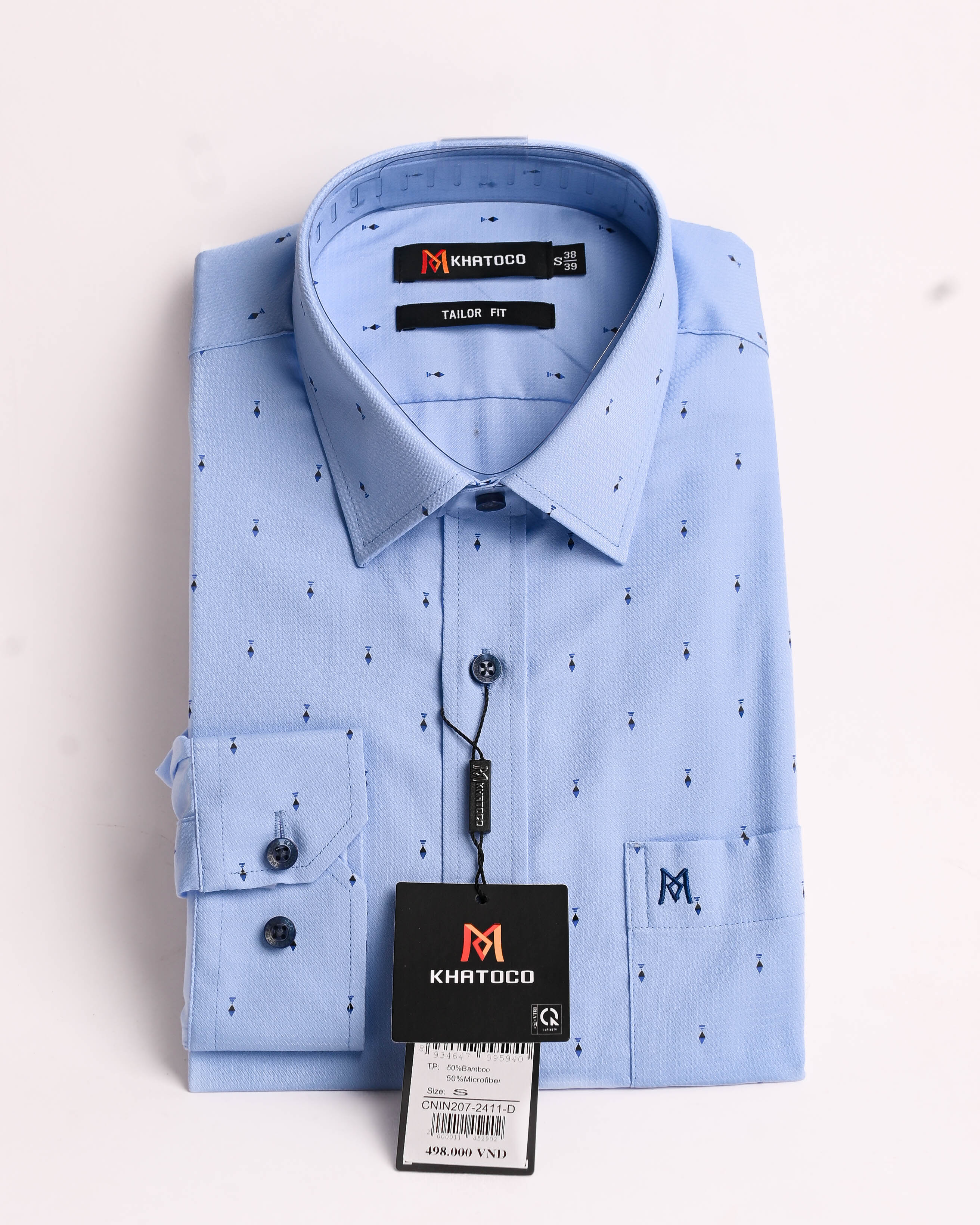 Áo sơ mi nam Khatoco tay dài form Tailor fit