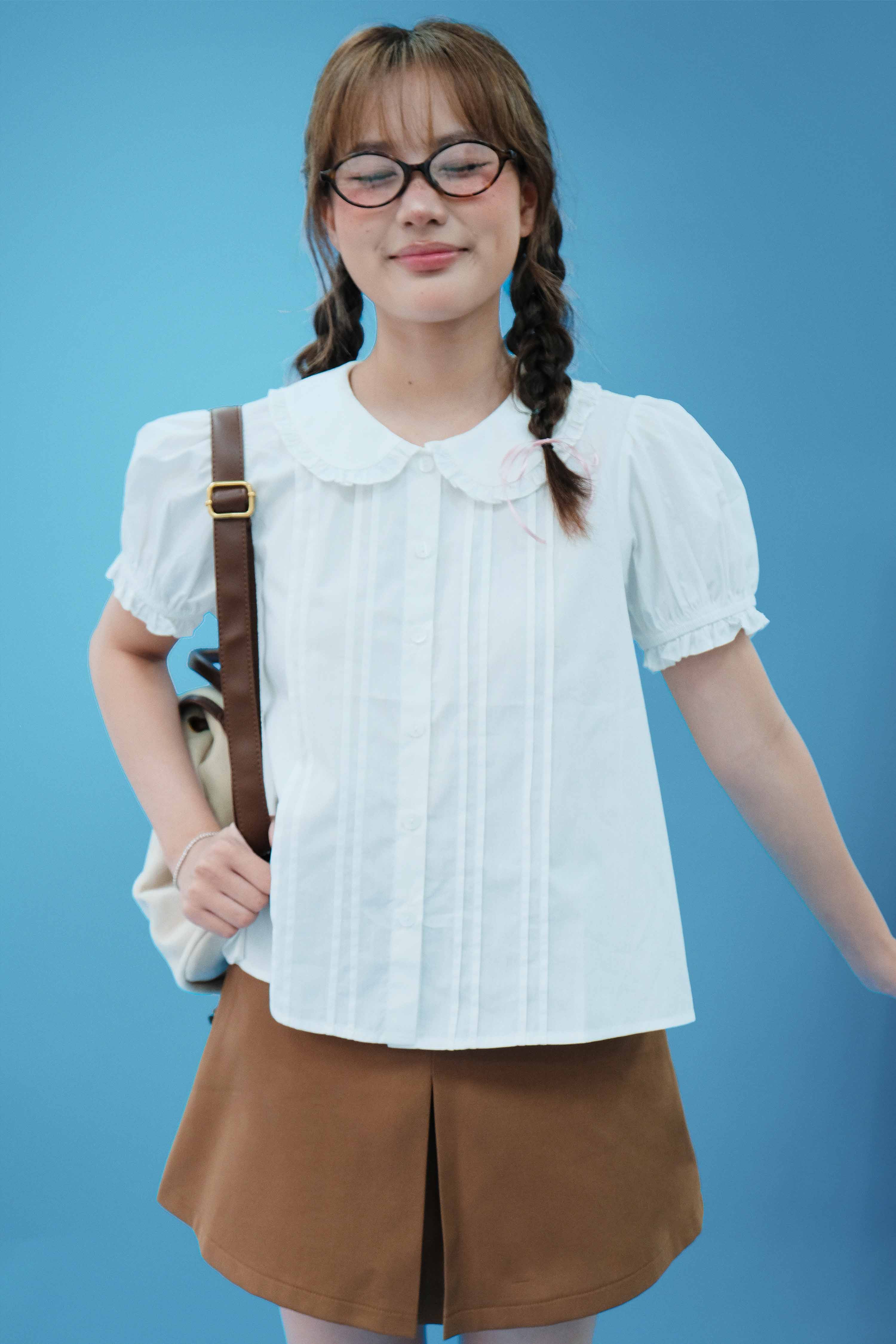DOTTIE - Áo sơ mi cổ sen tay phồng - Trắng kem - T1123
