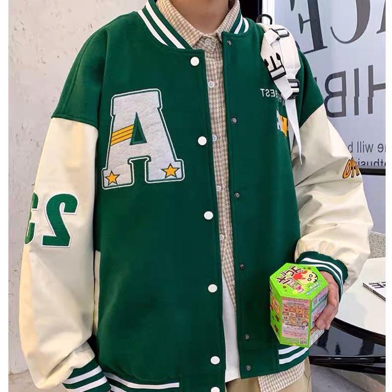 Áo khoác bomber, áo khoác bóng chày nam nữ mẫu thêu họa tiết kỹ đẹp, Áo khoác bomber nỉ form rộng Unisex Áo bomber nỉ Cardigan trần bông trẻ