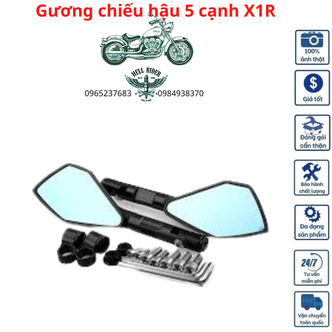 Gương 5 Cạnh  Rizoma thời trang Gắn Xe Máy có thể gập vào mặt đồng hồ xe