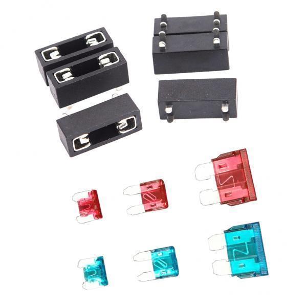4x6 Set PCB Mount Mini Small Medium Universal Car Fuse Holder + Blade Fuses