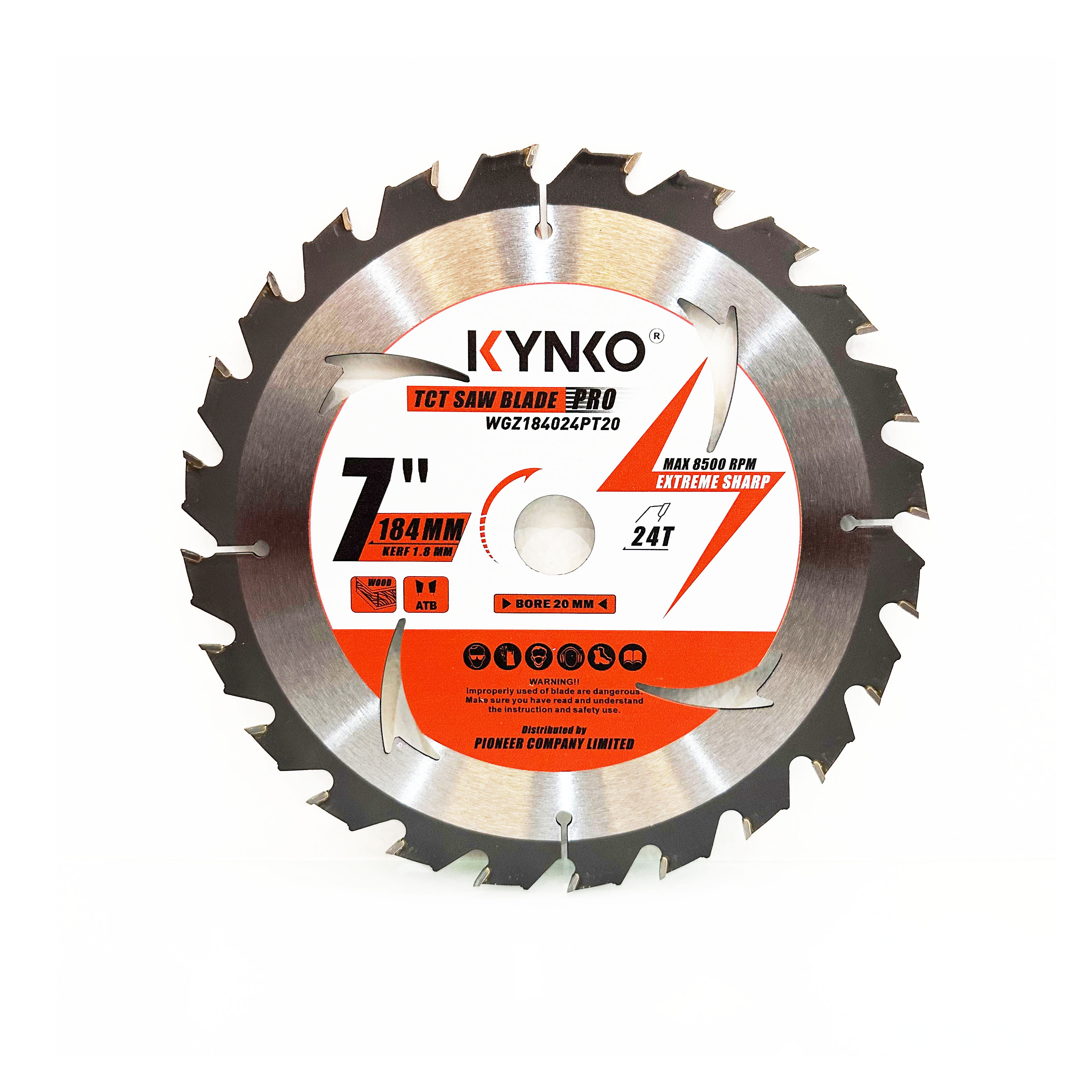 LƯỠI CƯA GỖ TCT 24 RĂNG đường kính phi Ø 184mm KYNKO WGZ184024PT20