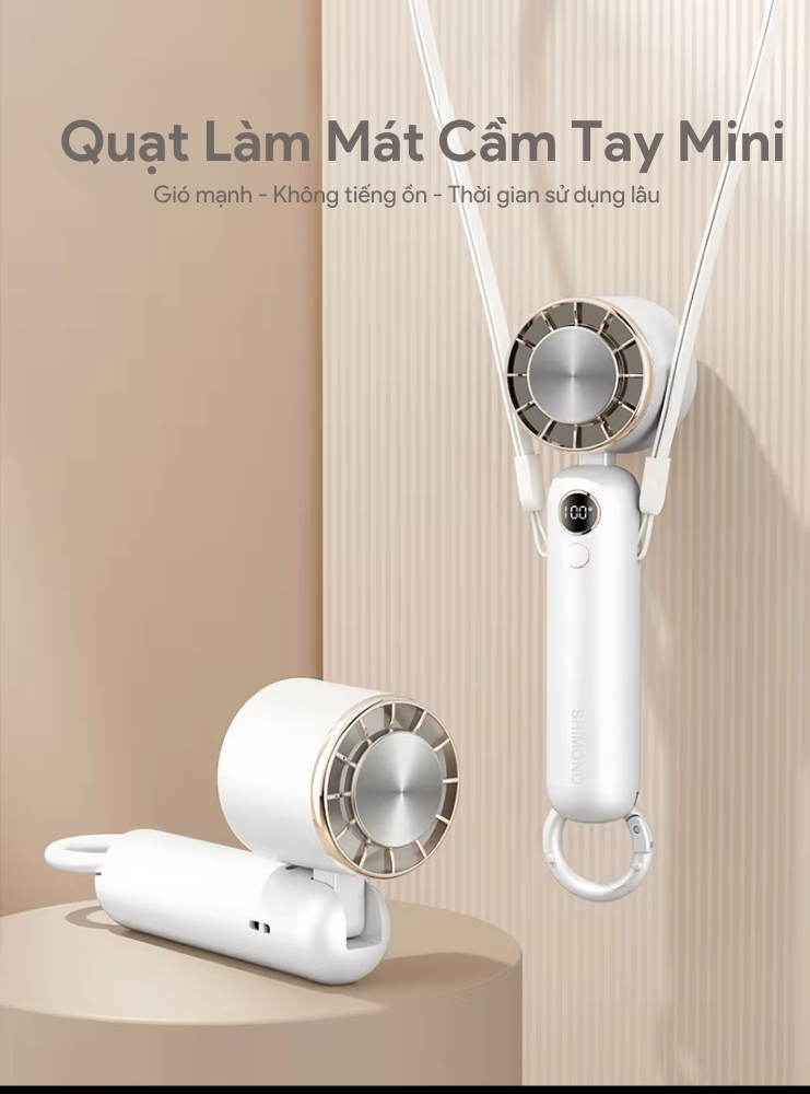 Quạt Làm Lạnh Cầm Tay SHIMONO SM-CHF17 Tích Điện Có Sò Làm Lạnh Nhanh Pin 3000mAh Liên Tục 6H - Hàng Chính Hãng