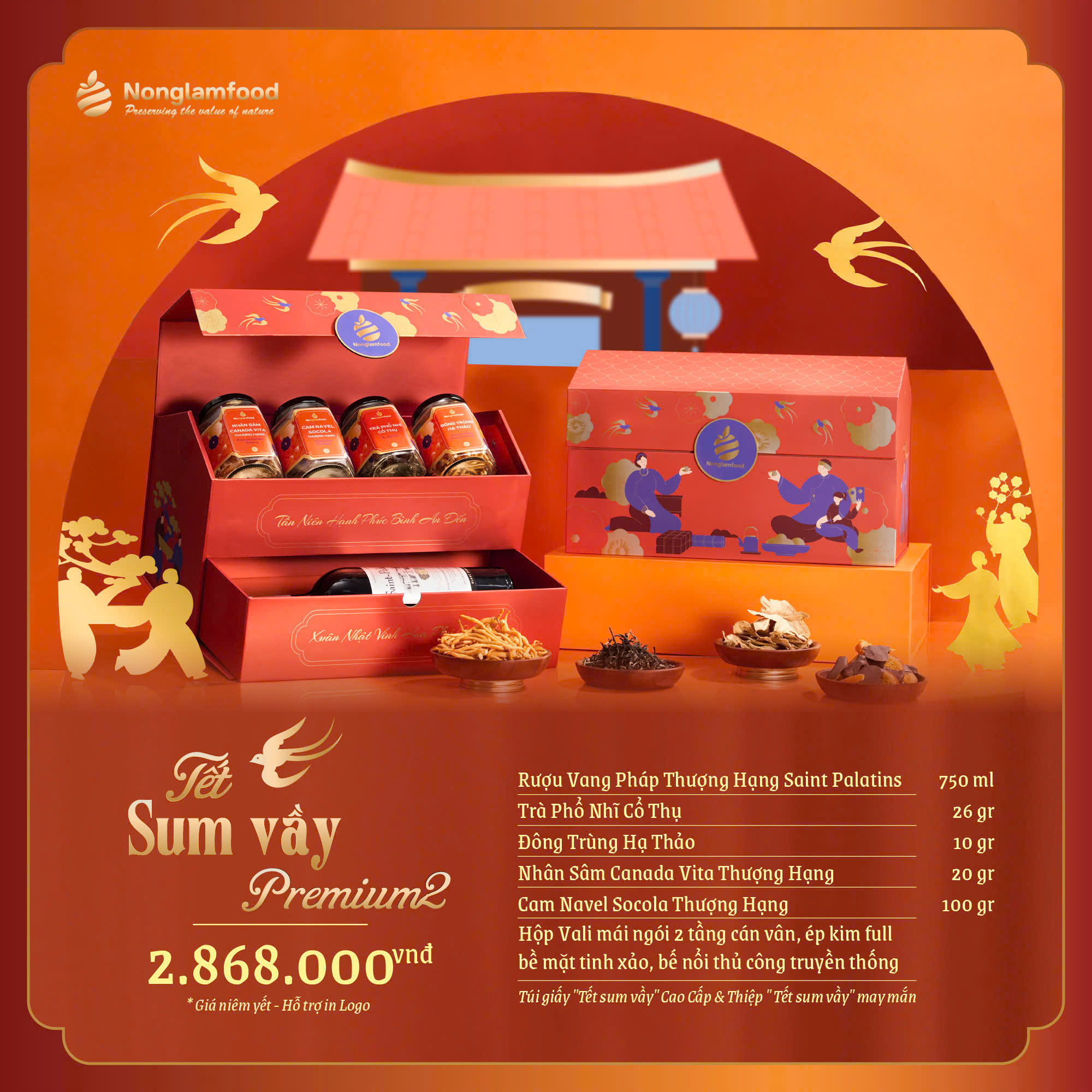 [BỘ QUÀ TẾT 2025] Set quà Tết Premium Sum Vầy 2 Nonglamfood | Hạt mứt tết, quà tặng cho người thân
