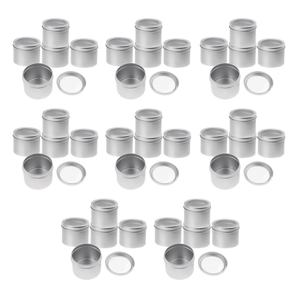 40x Aluminum Jars Lip Balm Pots 100ml Cosmetic Container Silver Tins Visible