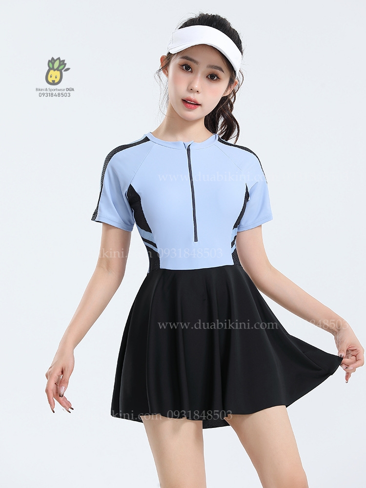 Đồ Bơi Một Mảnh Viền Tay Ngắn Tay Che Khuyết Điểm 1203