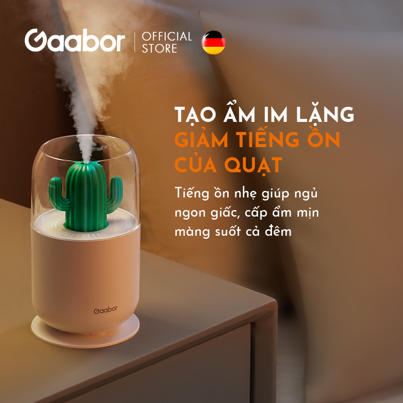 Máy phun sương nano mini tạo ẩm, khuếch tán tinh dầu có đèn ngủ GAABOR GMH-N3A dung tích 300ml - Hàng chính hãng