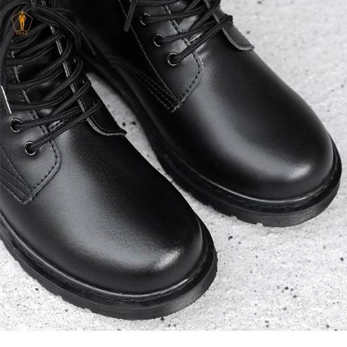 Giày da nam TRAZ combat boot cổ lửng buộc dây đế chunky khâu chắc chắn, cao cổ độn đế tăng chiều cao bằng cao su