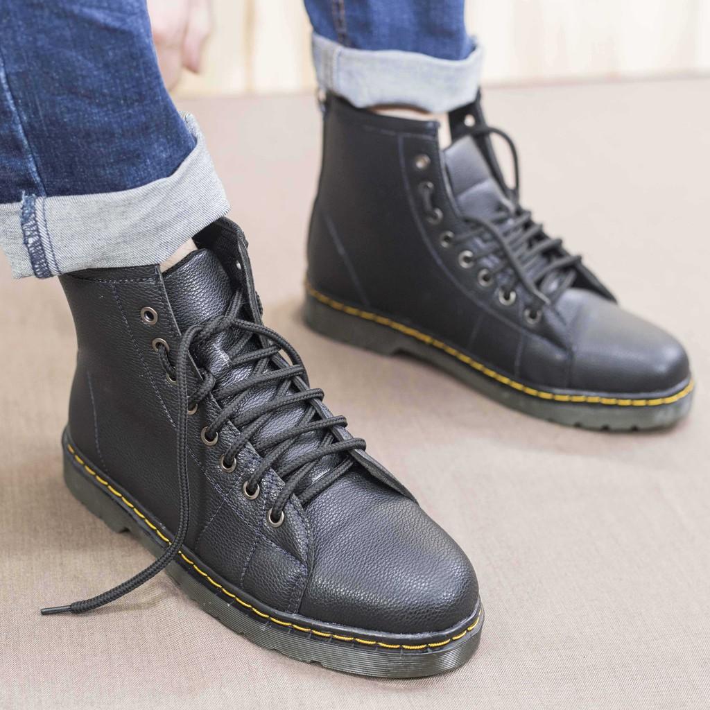 Giày Boot Nam Cao Cổ Màu Đen Đế Khâu Cực Chắc Chắn Và Phong Cách - M89- Kèm Gỗ Mun sừng