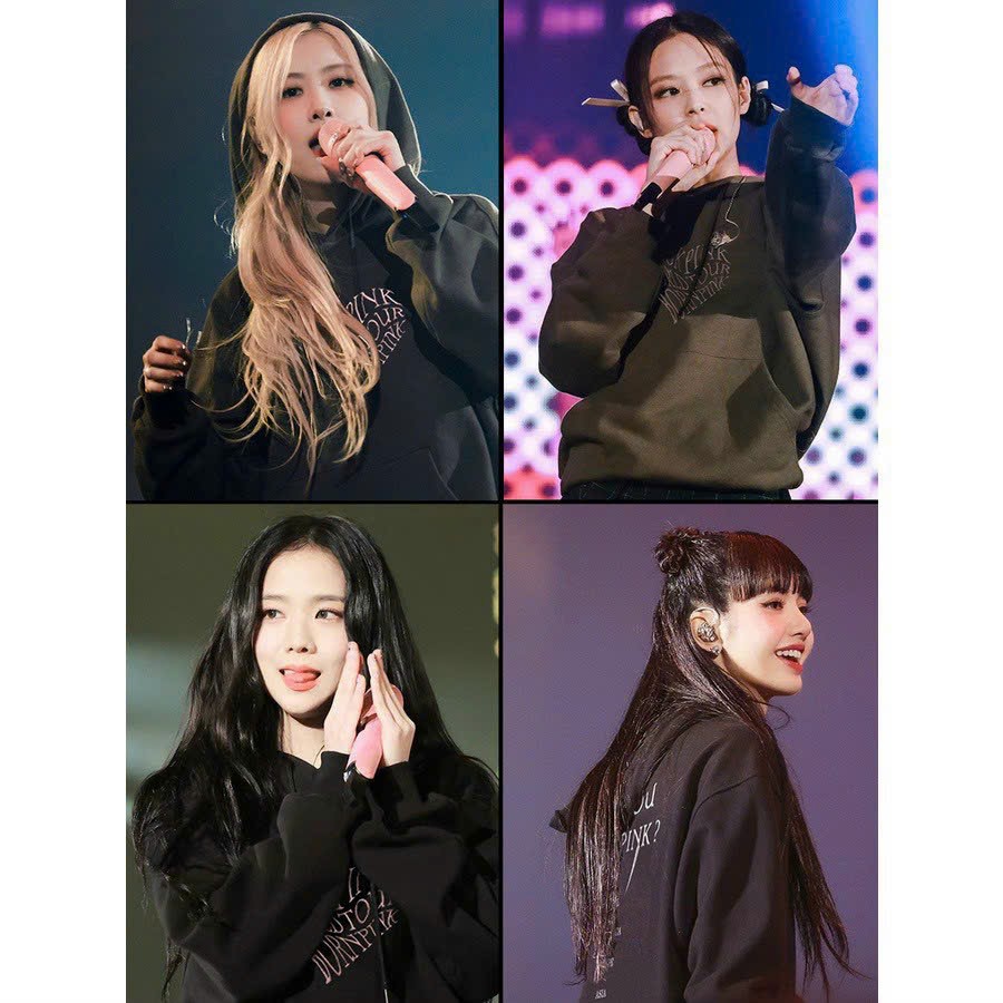 áo khoác Blackpink Hoodies, Áo khoác hoodie nữ Born Pink giống Black Pink dễ thương, áo hoodie nữ mặc concert, Áo nỉ dái tay áo hoodie World Tour JISOO JENNIE Rose LISA