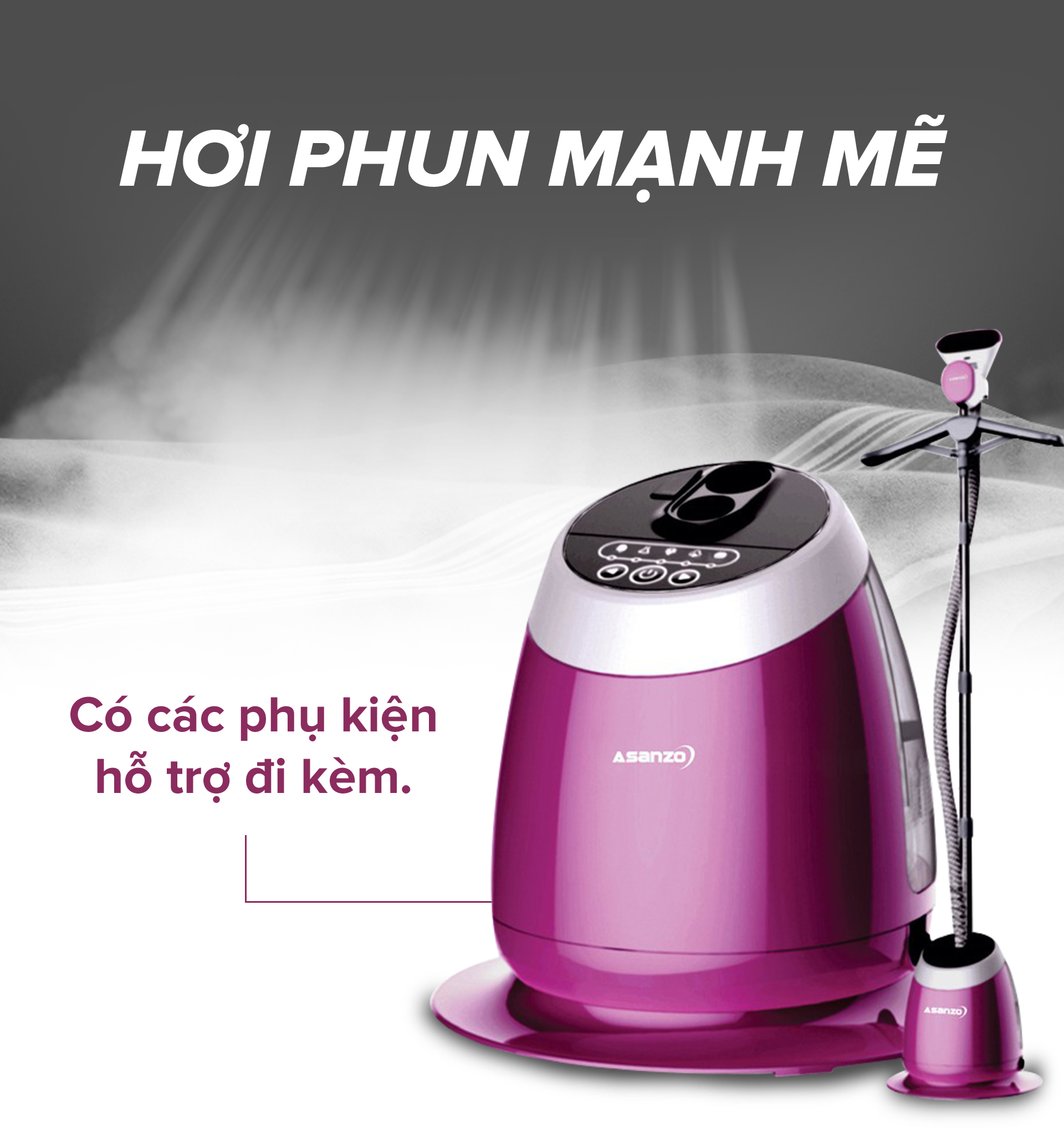 Bàn Ủi Cây Đứng Hơi Nước 1700W Asanzo DI17A - Hàng Chính Hãng