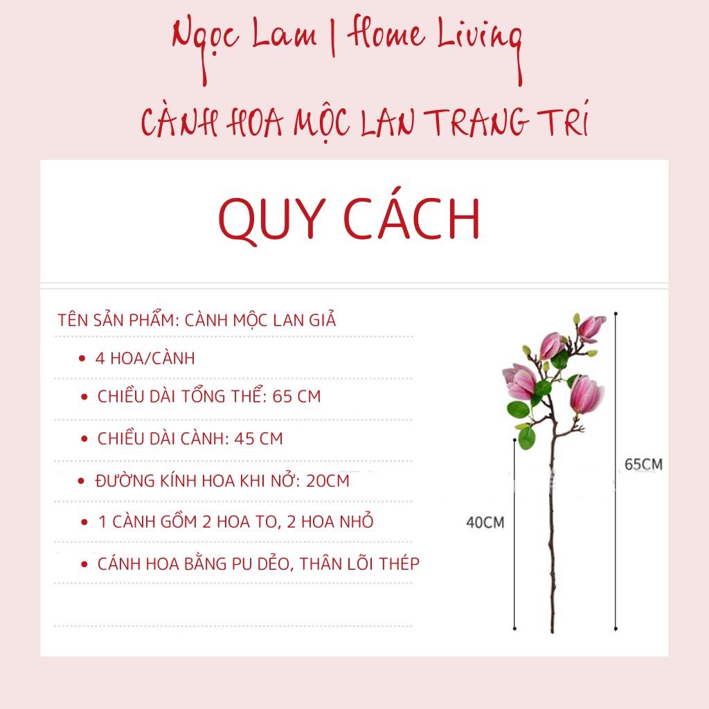 Hoa Mộc Lan Giả Chất Liệu Cao Su, Cành Hoa Mộc Lan Trang Trí Nhà Cửa, Decor Quán Cafe, Tiệm Spa, Studio, Hội Trường