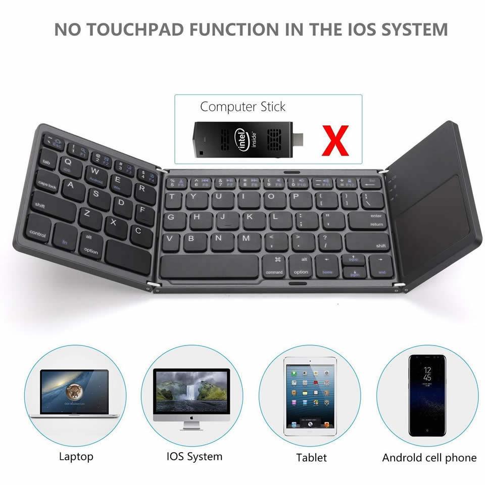 Outmix Mới Mini Di Động 3 Gấp Bàn Phím Bluetooth Không Dây Có Thể Gập Lại Bàn Di Chuột Kiêm Bàn Phím Dành Cho IOS Android Windows iPad Máy Tính Bảng
