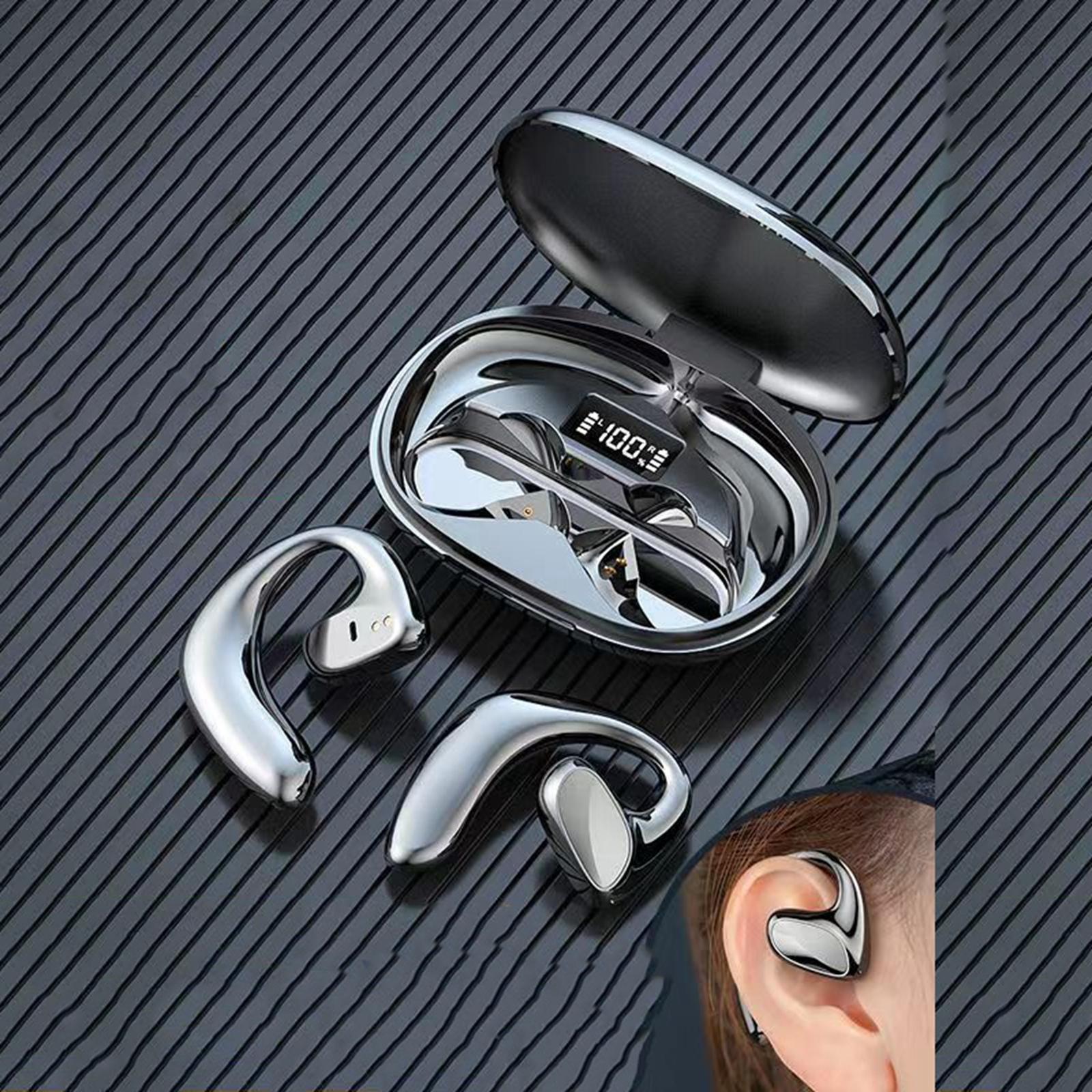 Air Conduction Bluetooth 5.1 Earbuds Ear Hook Headsets 9D Stereo with Charging Case Wireless Earphones for Running Workouts Business Driving
