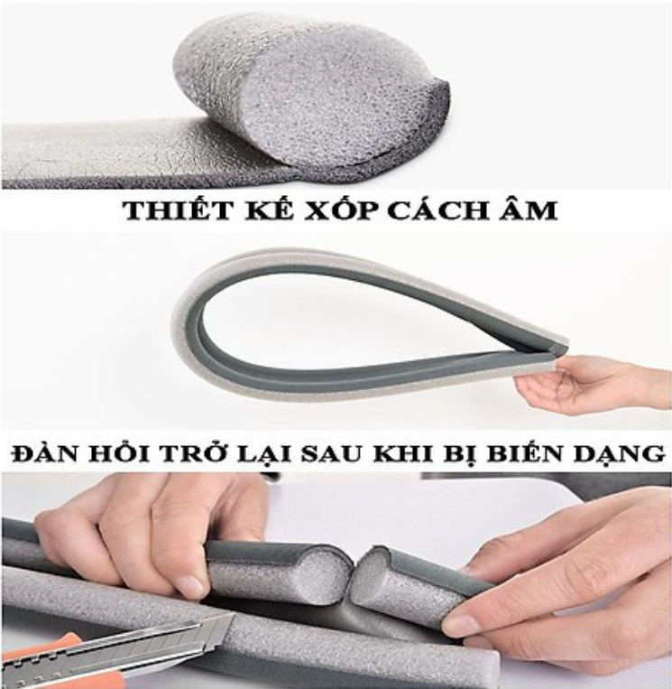 6 Mét Chặn Cửa, Ron Dán Khung Cửa, Lấp Kín Khe Hở, Chặn Nước, Cách Âm, Chống Thoát Nhiệt, Va Đập - Dán Được Mọi Loại Cửa