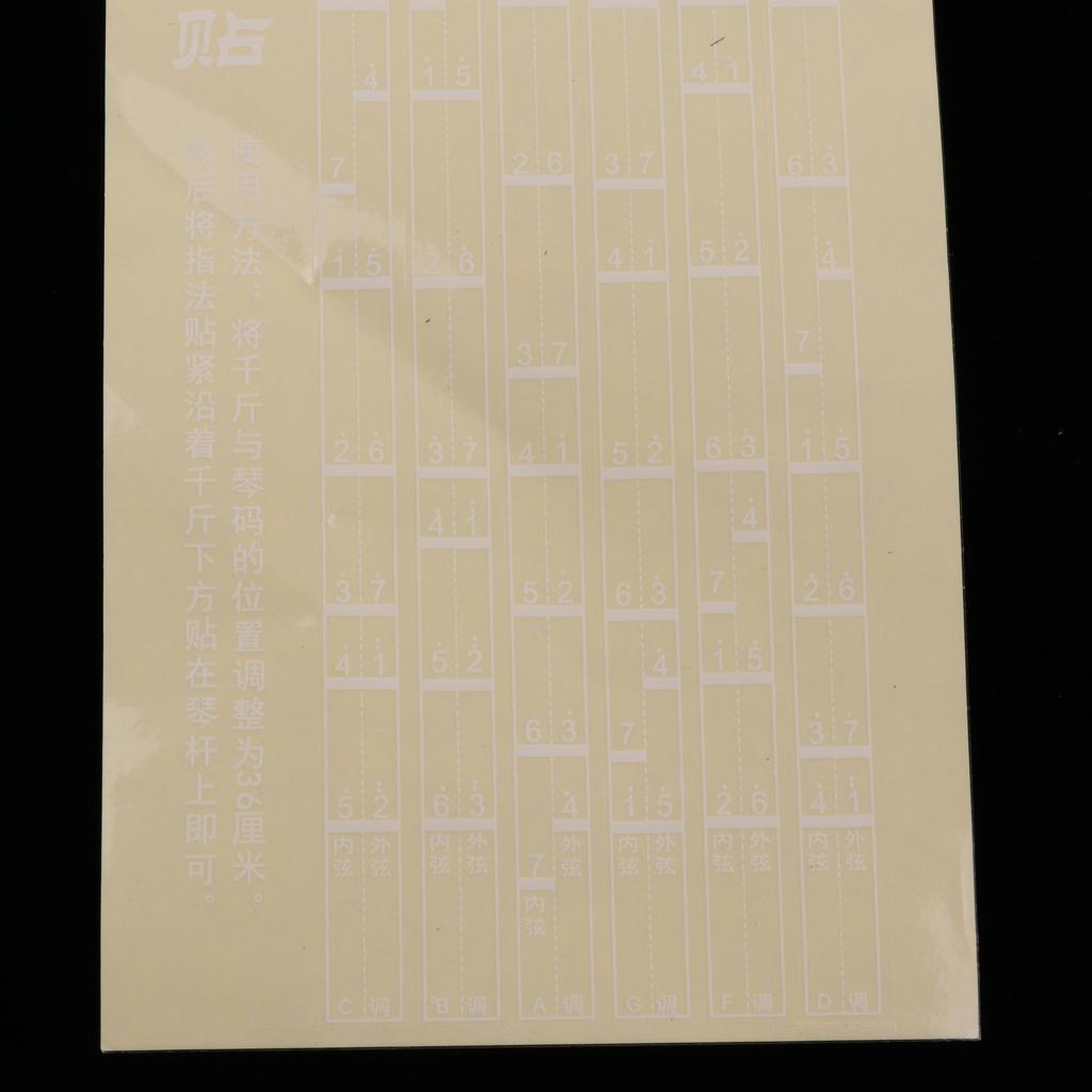 1Pc 36cm Erhu Note Position Chart Sticker Fingerboard Sticker Guide Parts