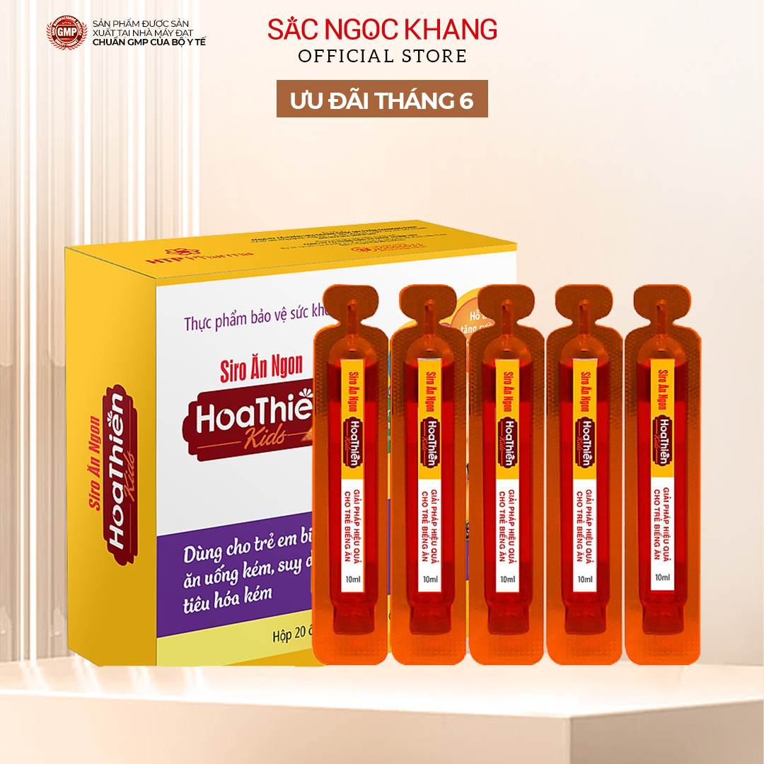 Siro Ăn Ngon Hoa Thiên SẮC NGỌC KHANG vỉ 20 ống x 20ml  giúp hổ trợ kích thích hệ tiêu hóa & ăn ngon miệng