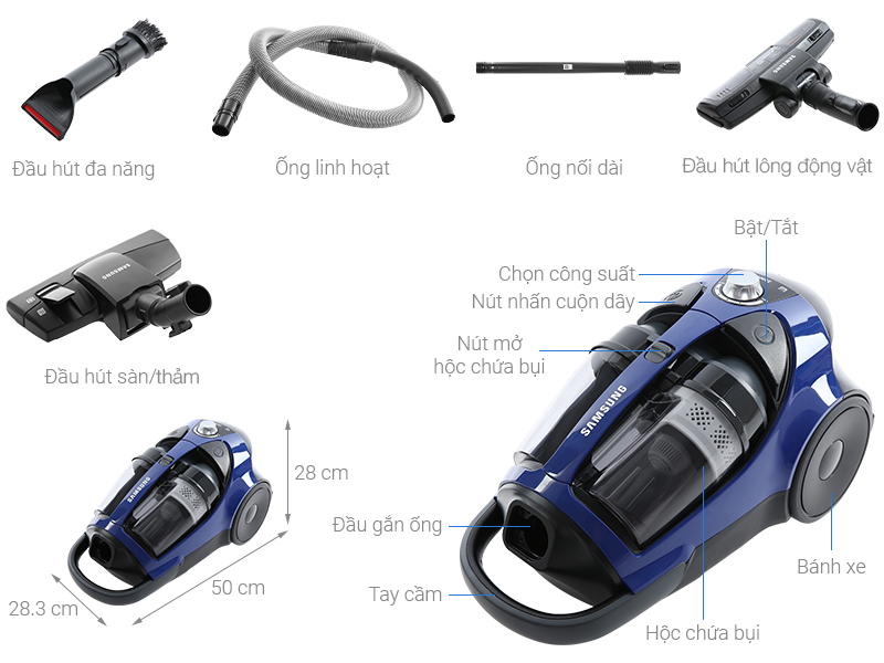 Máy hút bụi Samsung VCC8836V36/XSV - Hàng chính hãng