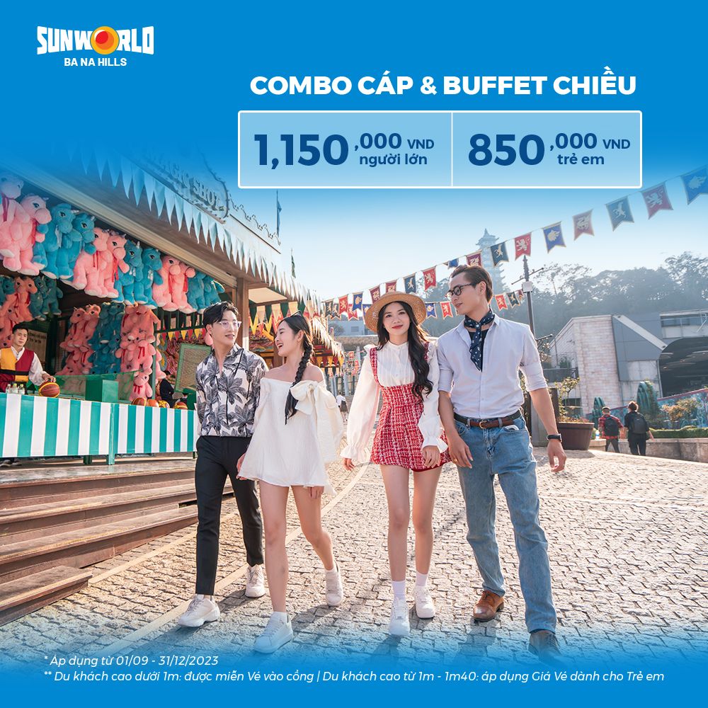 Combo Cáp Treo Bà Nà Hills + Ăn Chiều Buffet, Giá Mới Vô Cùng Hấp Dẫn