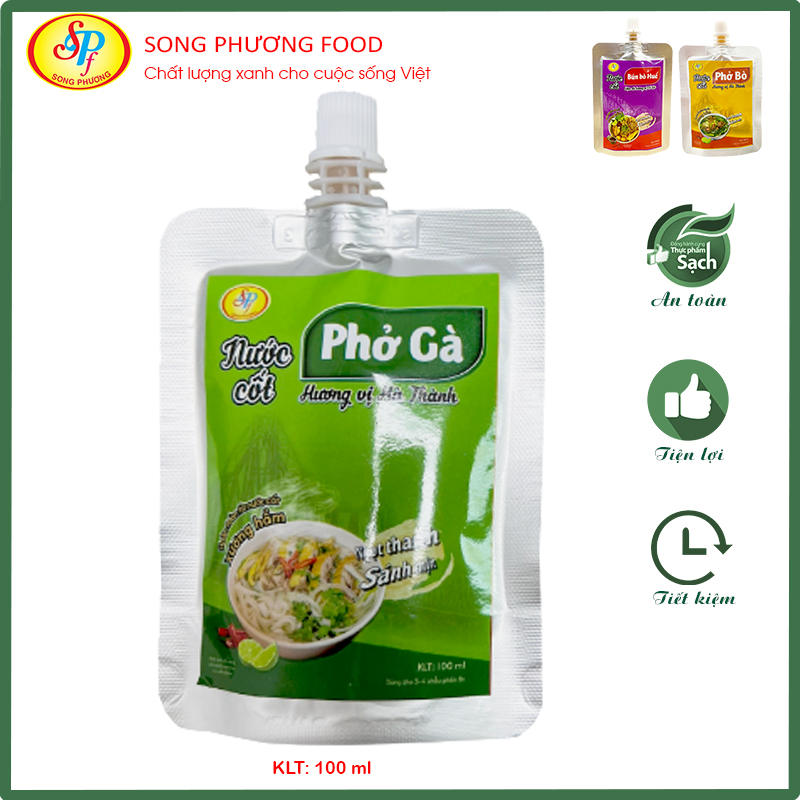 Nước cốt phở Gà hương vị Hà Thành -Hàng xuất khẩu Nhật- Hoàn toàn từ nước cốt xương hầm,thơm ngon, chuẩn vị, không cần nêm nếm- túi 100ml
