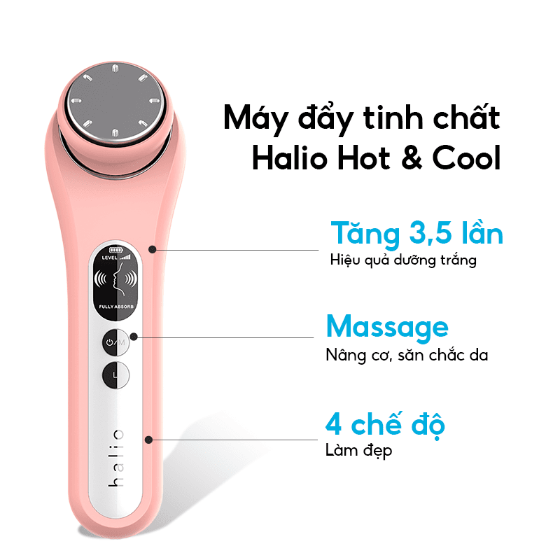 Máy Đẩy Tinh Chất Halio Ion Hot &amp; Cool Beauty Device Nâng Cơ Mặt - Màu Coral