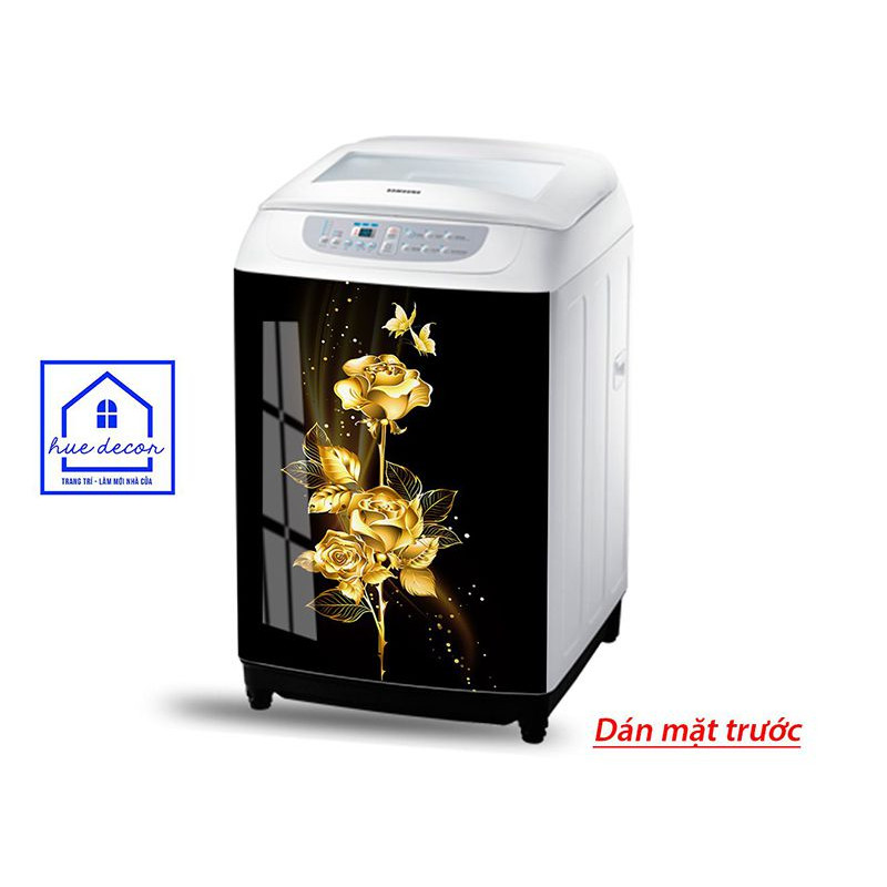 Decal Dán Tủ Lạnh - Máy Giặt 3D Siêu Đẹp Hoa Hồng Vàng Bề Mặt Tráng Bóng Namilate Chống Nước, Nấm Mốc Tuyệt Đối,Phù Hợp Với Mọi Không Gian
