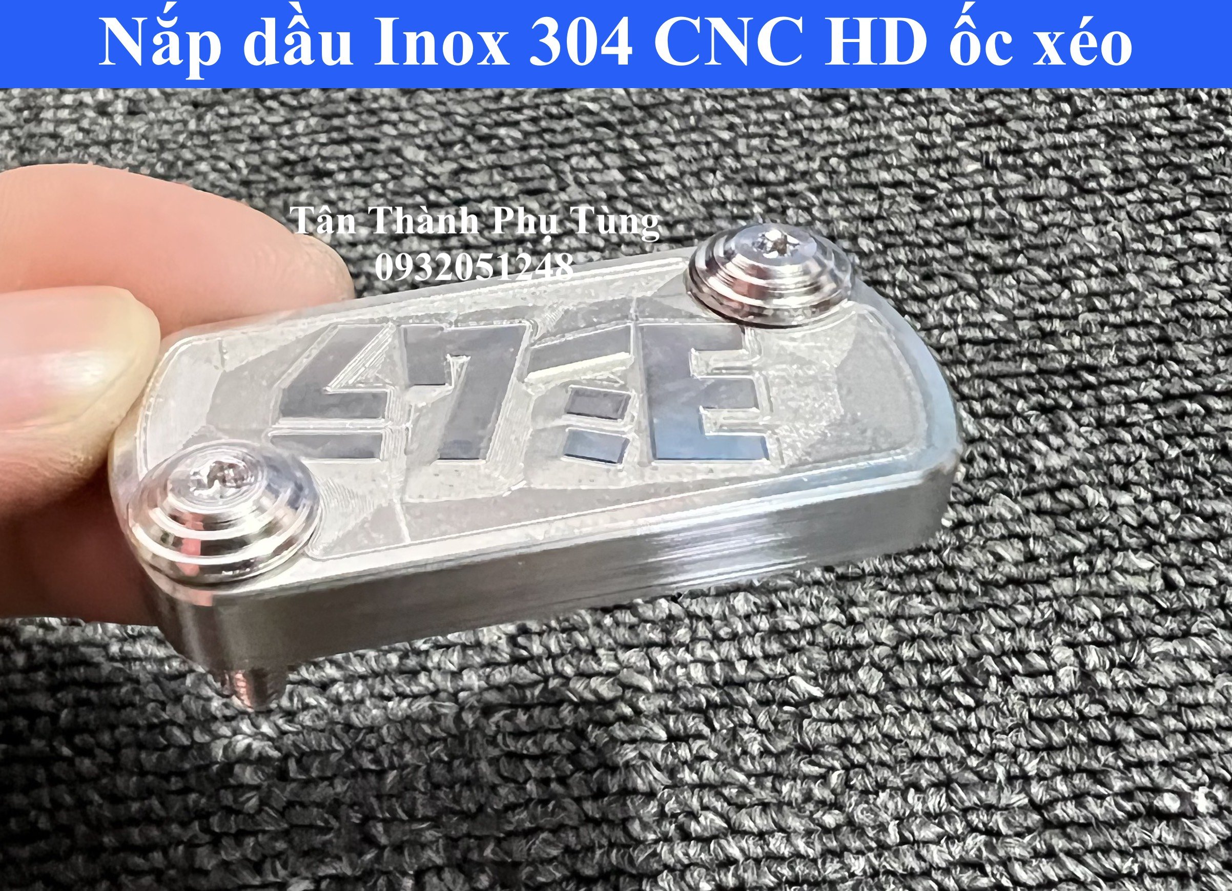 Nắp dầu dành cho Honda ốc xéo Inox 304 CNC kèm 2 ốc Salaya