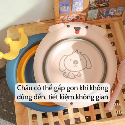 Chậu Rửa Mặt Em Bé Gấp Gọn Rộng 34cm Hình Cún Đáng Yêu