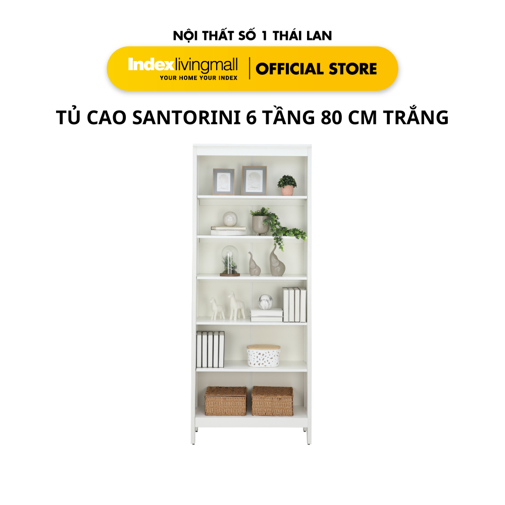 Tủ Cao Trang Trí 6 Kệ 80Cm Màu Trắng SANTORINI | Index Living Mall | Nội Thất Nhập Khẩu Thái Lan