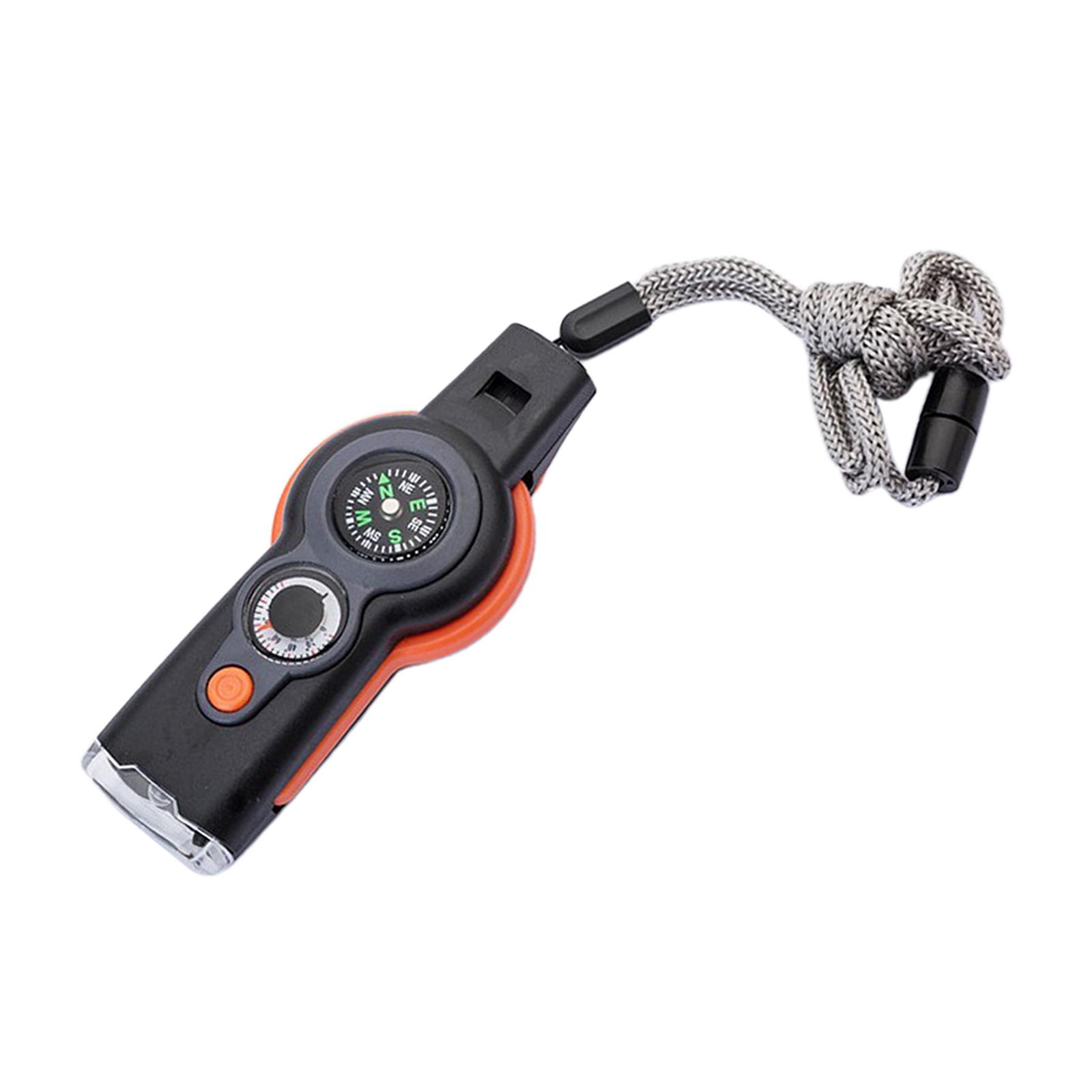 7-in-1 Emergency Survival Safety Whistle Reflector Mirror LED Signal Lights