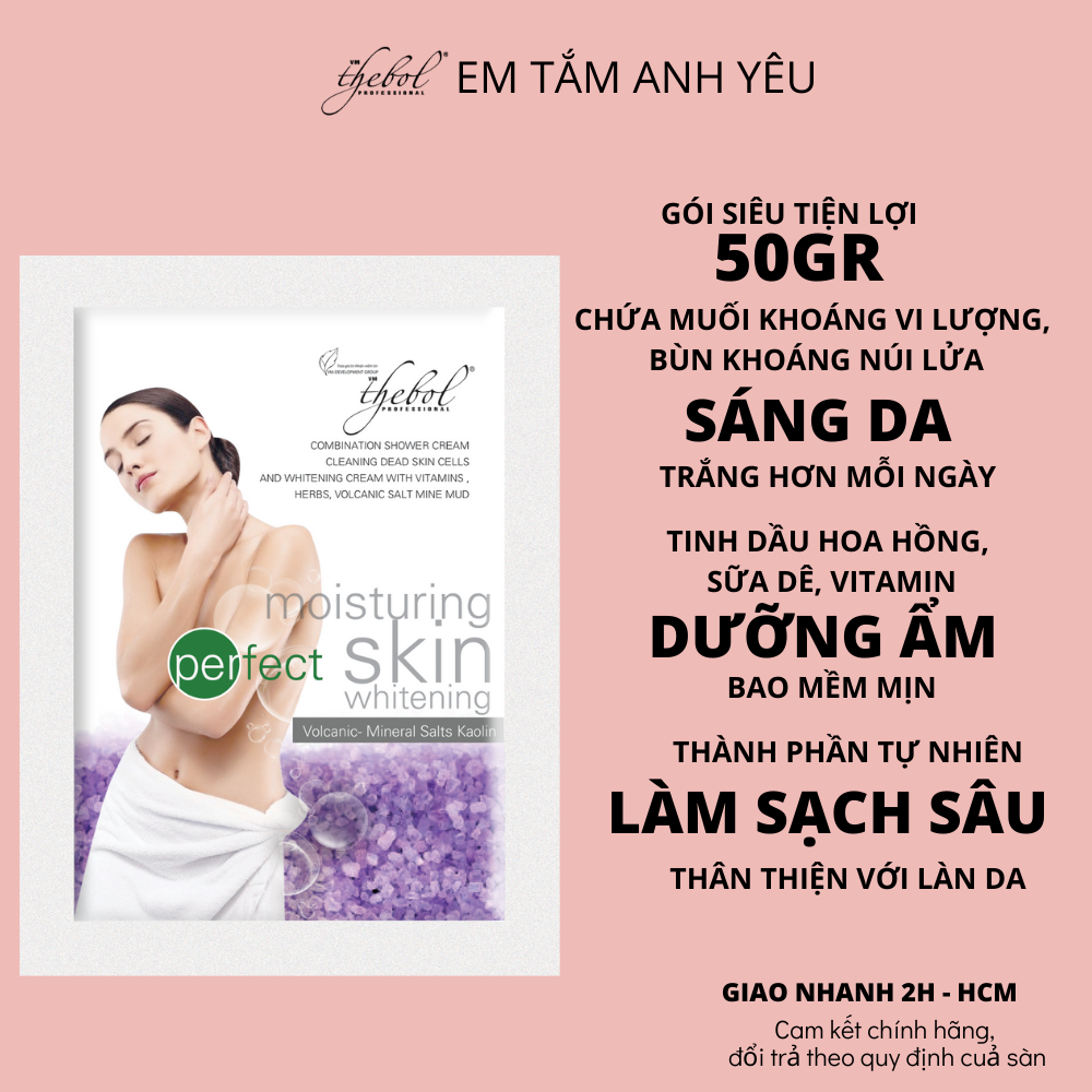 Tẩy Tế Bào Chết Body Muối Khoáng Kaolin Thebol Cho Mọi Loại Da Giúp Dưỡng Trắng Mềm Mịn Da Toàn Thân, Giảm Mụn Mờ Thâm