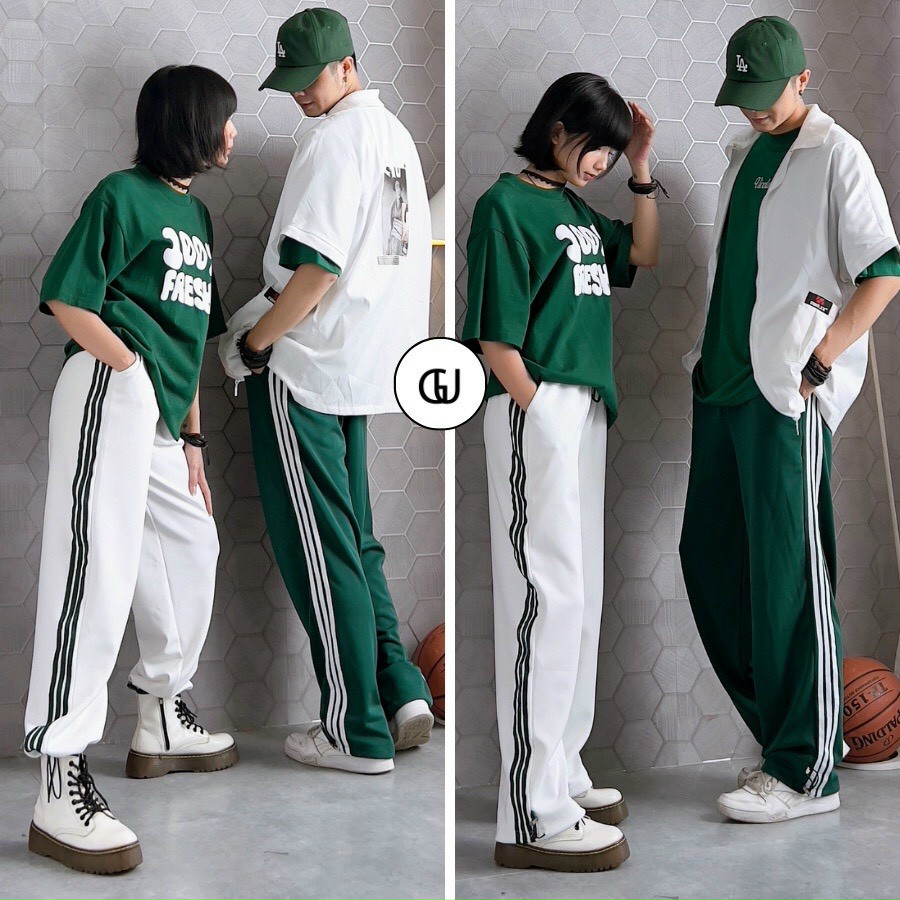 Quần thun jocker chạy 3 viền sọc có dây lai rút, Quần Jogger Nam Nữ Thể Thao 3 Sọc Form Ống Rộng Để Suông Hoặc Rút Dây Bo Gấu Vải Mịn Mềm Mát