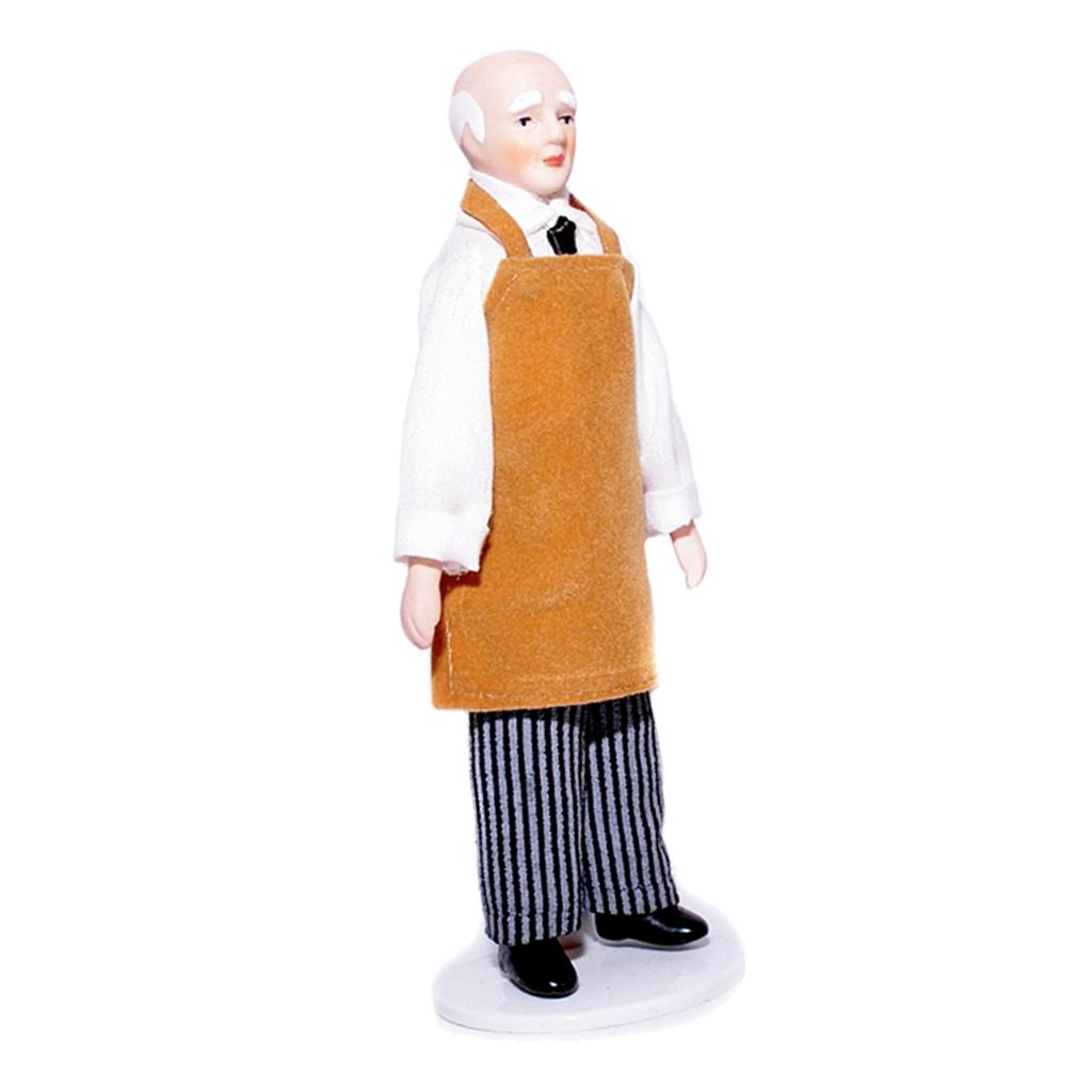 2Pcs Vintage 1:12 Scale Dollhouse Porcelain Doll People Model Little Toys