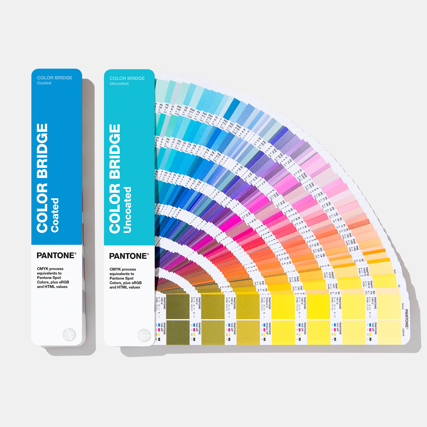 Bộ 2 thanh bảng màu Pantone C U Color Bridge GP6102A phiên bản năm 2020 Coated Uncoated 2,139 màu Solid, CMYK, HTML, RGB dành cho ngành thiết kế đồ họa nhập khẩu từ PANTONE LLC Mỹ