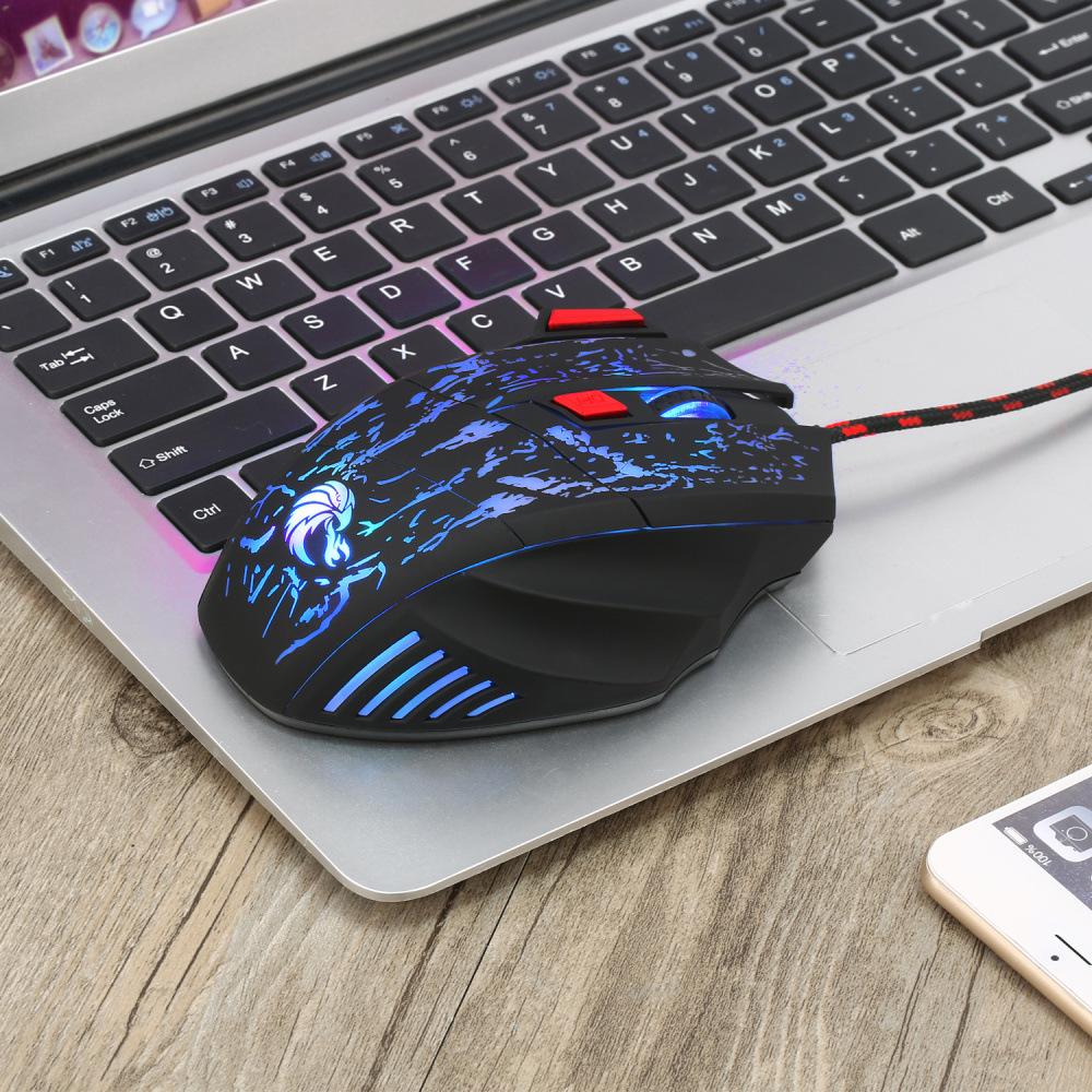 USB Chuột Chơi Game Có Dây 5500DPI Có Thể Điều Chỉnh 7 Nút Đèn LED Máy Tính Quang Học Chuột Chơi Game Cho Laptop Phụ Kiện Máy Tính