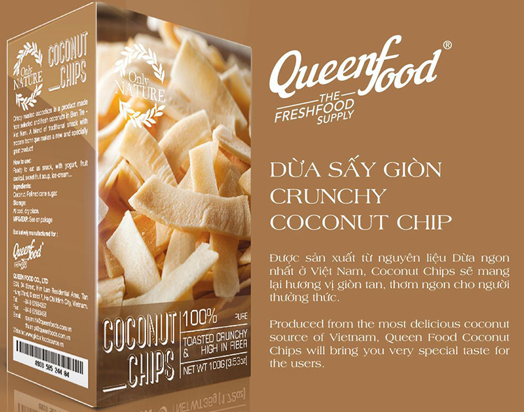 Dừa Sấy Khô Queenfood Coconut Chips (2 Hộp)