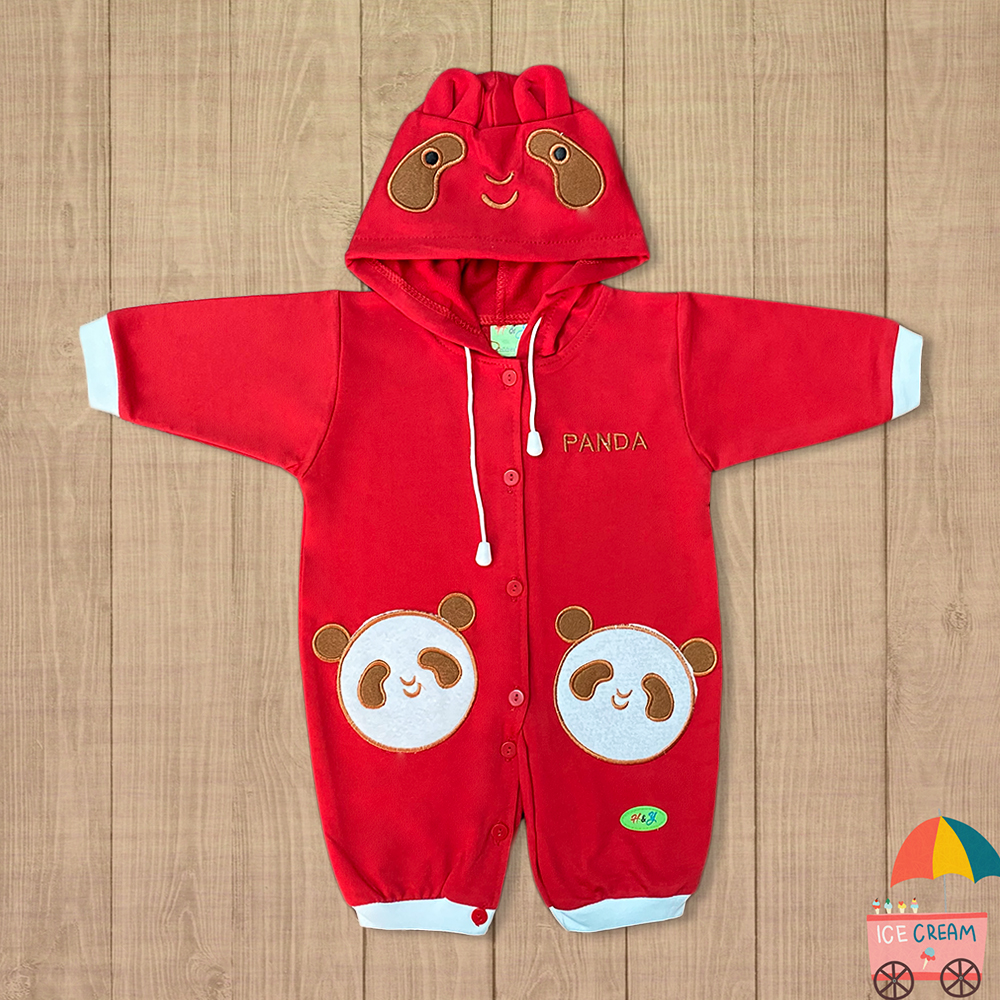 Bodysuit sơ sinh liền Nón Panda đáng yêu cho Bé 0-12 tháng