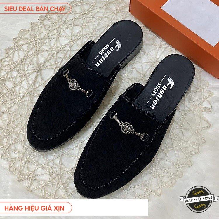 Giày sục nam Vải Nỉ xích ngang Ong - Sục nam sang chảnh mẫu mới 2020 VN02