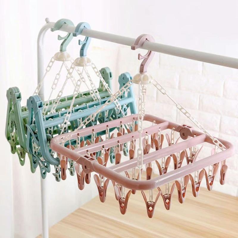 Móc Trùm Phơi Quần Áo 32 Kẹp Đa Năng - Giao Màu Ngẫu Nhiên - Hàng Chất Lượng