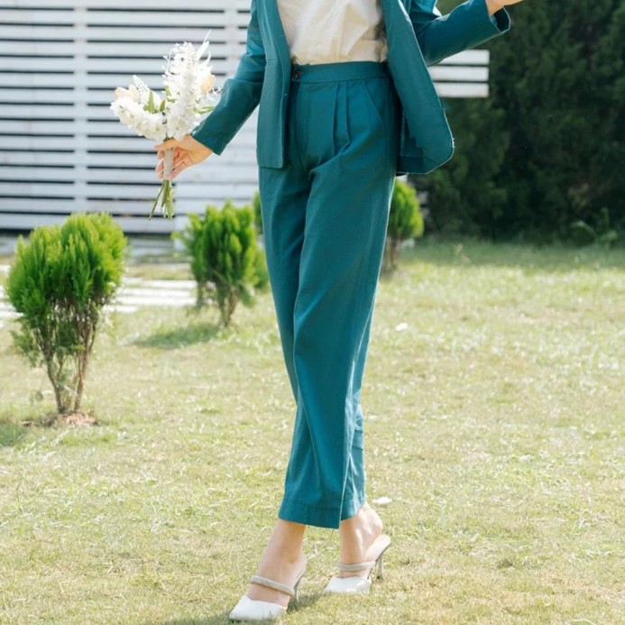 Bộ vest nữ cổ viền ve màu cốm thanh lịch, trẻ trung chất linen cao cấp, thời trang công sở Đũi Việt